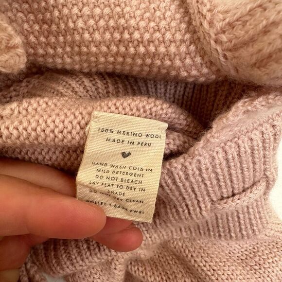 Holley + Sage Little Girls Pale Dusty Pink Merino Wool Made in Peru Knit Romper - Picture 12 of 13